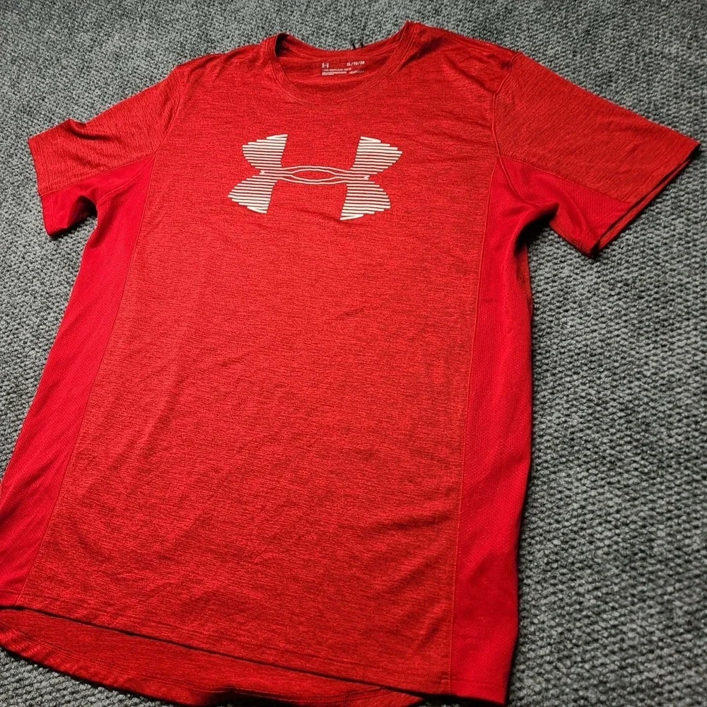 Mens Under Armour Shirt XL Heat Gear Lightweight Heathered Red Sportswear